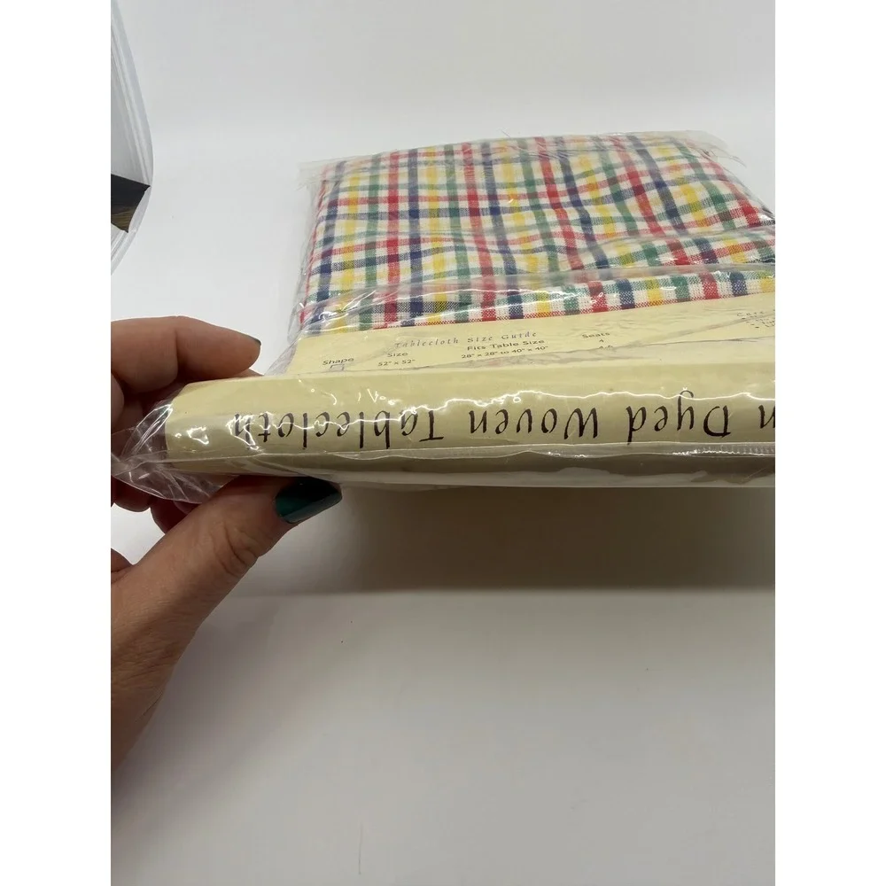 Niki Home Classics Serena Tablecloth 60x84 Oblong Bistro Check Multi Cotton NEW